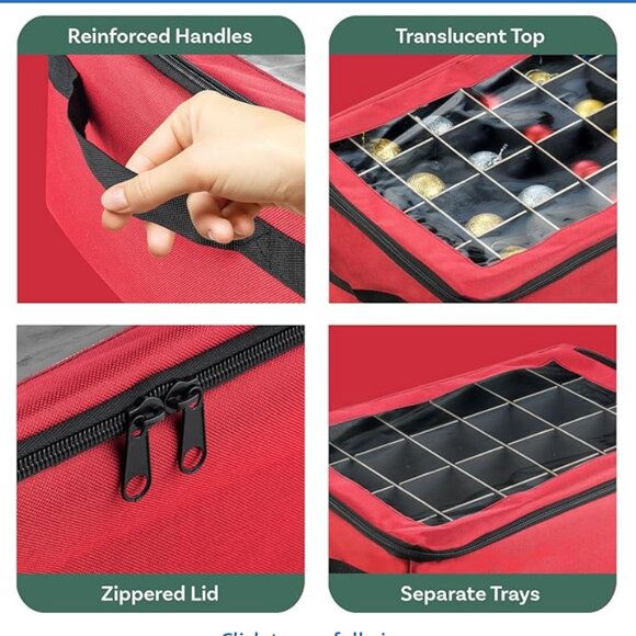 BRAND NEW-Ornament Storage Box - Zippered Lid Organizer w/48 Compartments - Picture 4 of 4